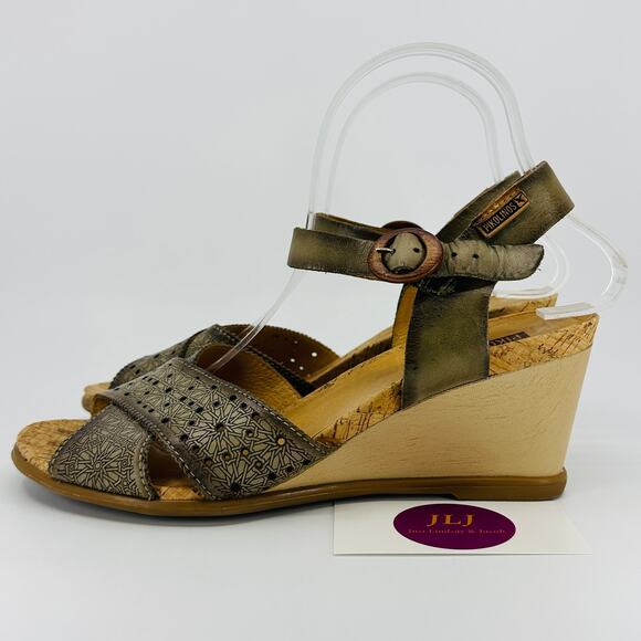 Pikolinos Women's Vigo Laurel Leather Wedge Sandals W3R-1613 Size 40/ 9-9.5 US - Picture 5 of 12